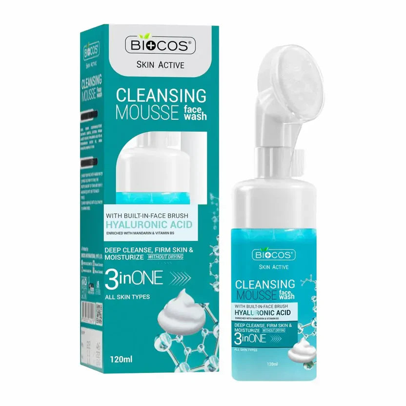 Hyaluronic Acid Face Wash Mousse With Brush Hydrating Cleanser With Aloe Vera Deep Pore Cleansing