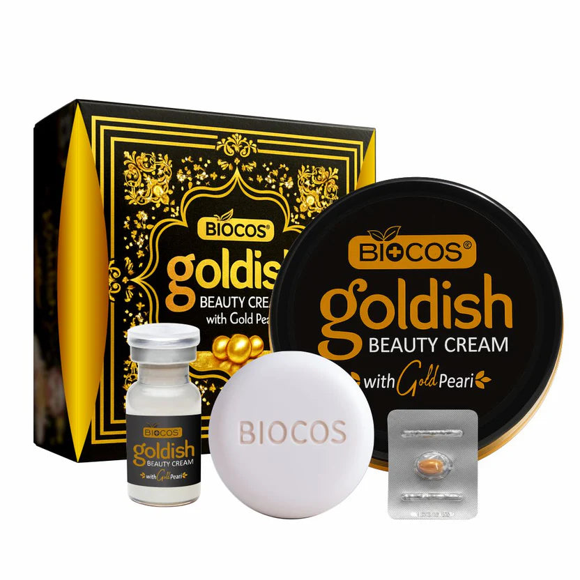 Goldish Beauty Cream 4in1 Set Reduces Fine Lines & Wrinkles Boosts Collagen With Arbutin Kojic Acid