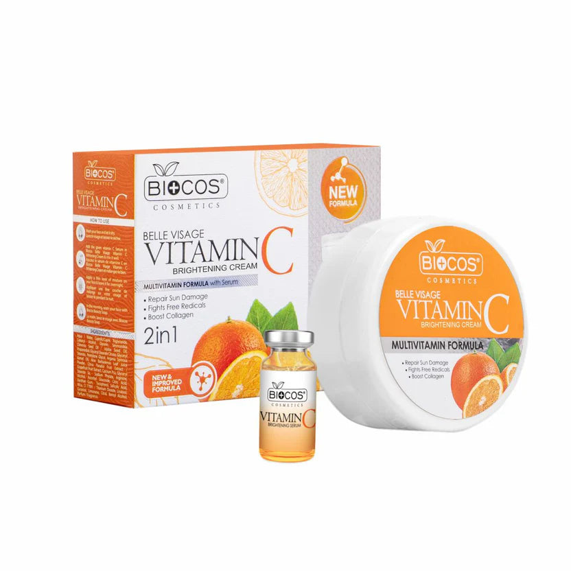 Vitamin C Beauty Cream & Serum Brightening Anti-Aging Collagen Boosting Formula With Aloe Vera