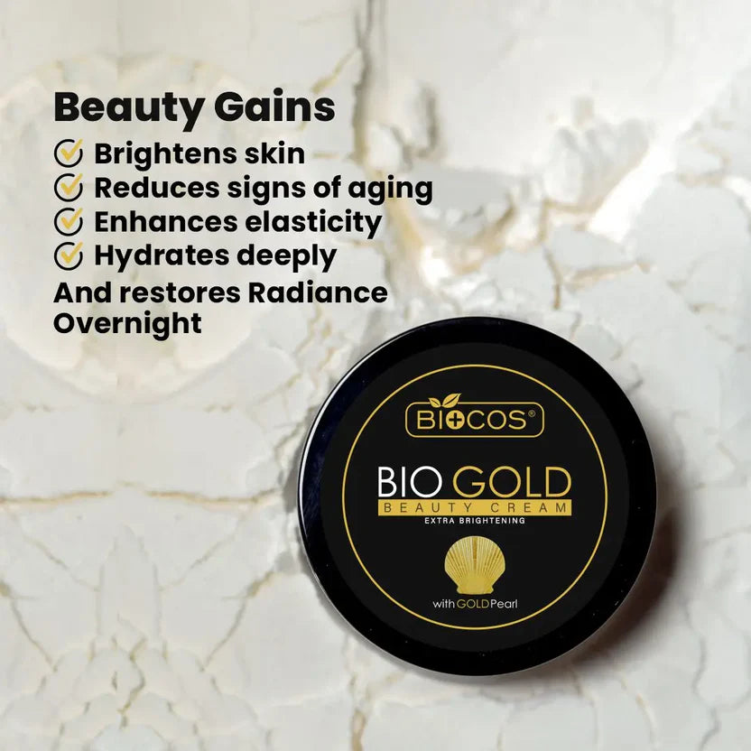 Bio Gold Beauty Cream 4in1 Brightening & Anti-Aging With Arbutin & Kojic Acid Reduces Wrinkles & Fine Lines