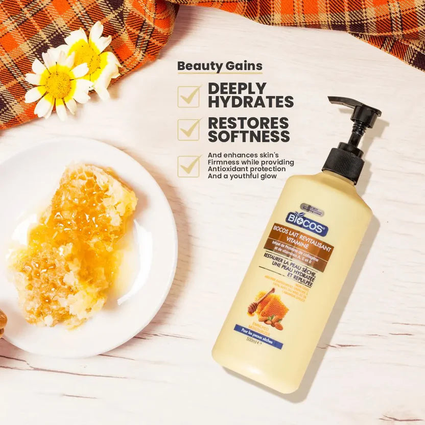 Hydrating Body Lotion With Honey Vitamin E & Sunflower Oil For Dry Skin Reduces Fine Lines