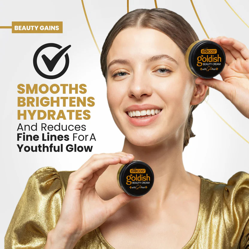 Goldish Beauty Cream 4in1 Set Reduces Fine Lines & Wrinkles Boosts Collagen With Arbutin Kojic Acid