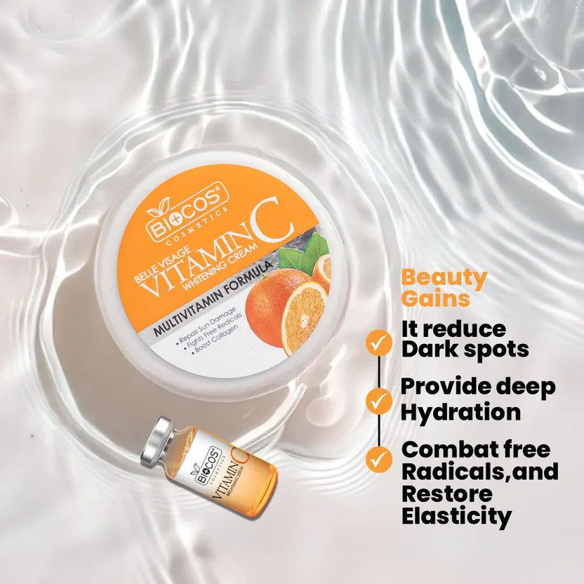 Vitamin C Beauty Cream & Serum Brightening Anti-Aging Collagen Boosting Formula With Aloe Vera
