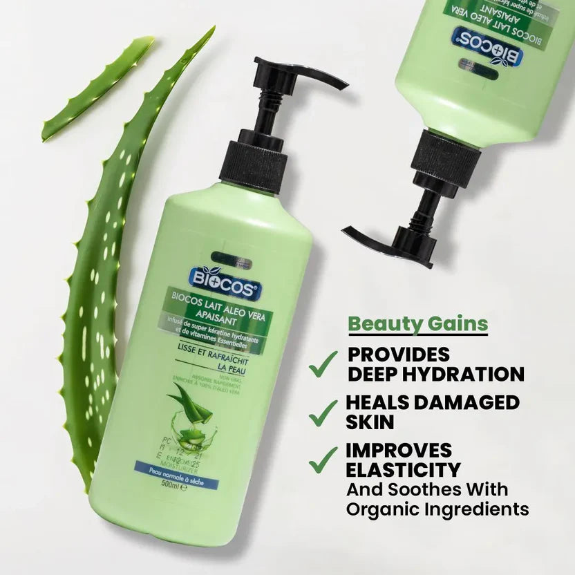 Aloe Vera Body Lotion Soothes & Restores Dry Damaged Skin For Stretch Marks Scars & Sunburn Relief