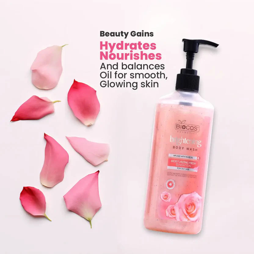Rose Extract Whitening Body Wash With Glycerin Nourishes & Refreshes Skin