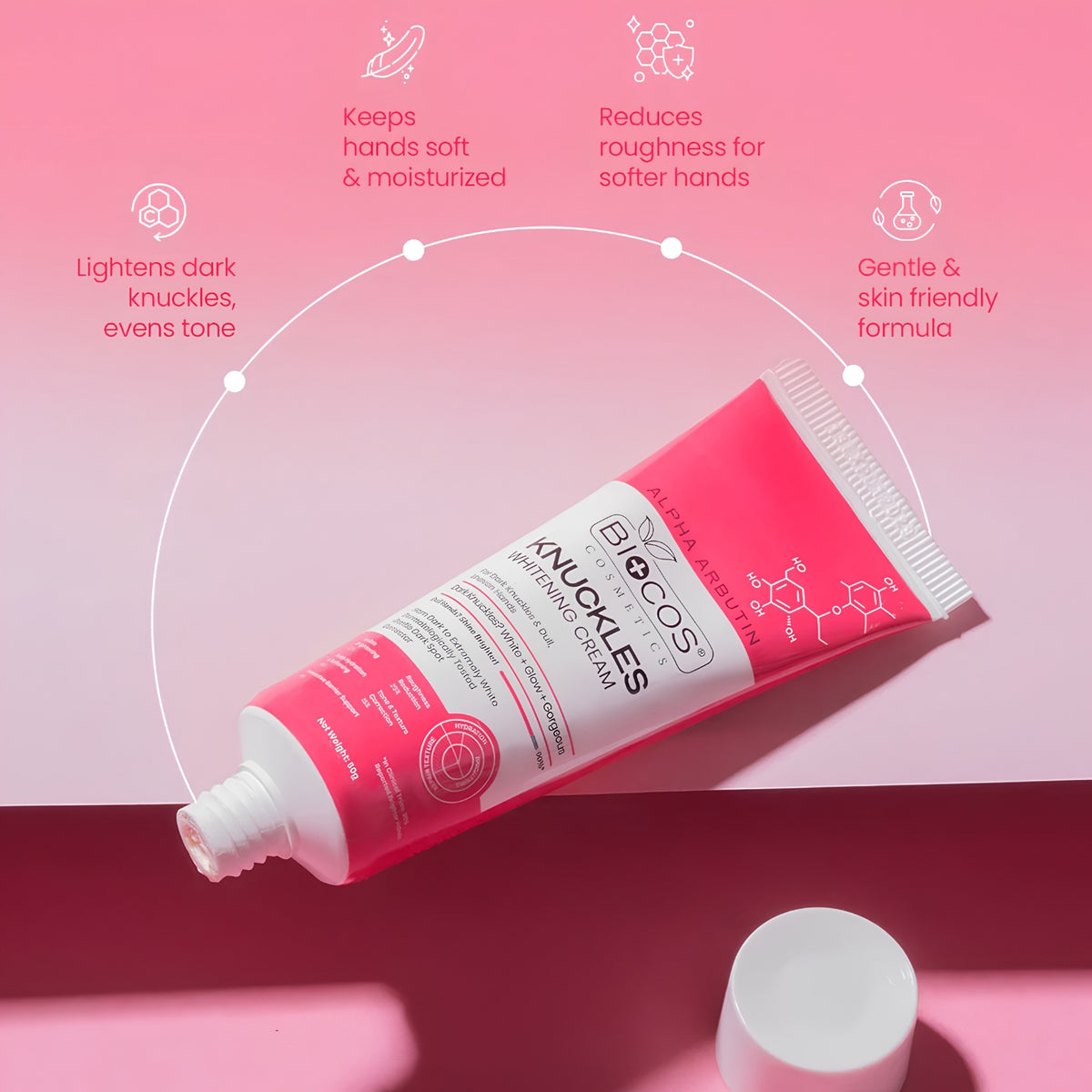 Biocos Knuckles Whitening Cream with alpha arbutin, vitamin C and shea butter