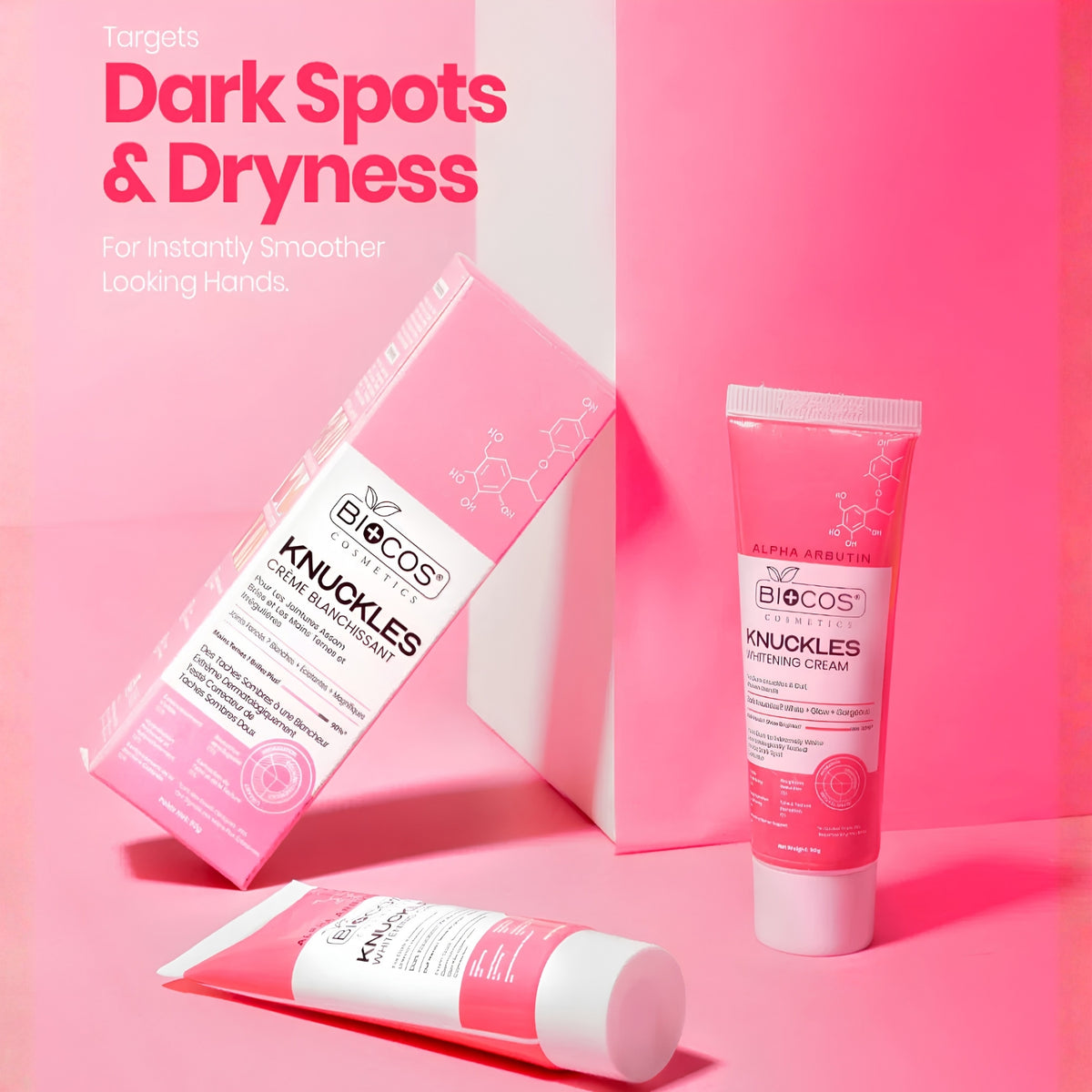 Biocos Knuckles Whitening Cream 50g tube and packaging