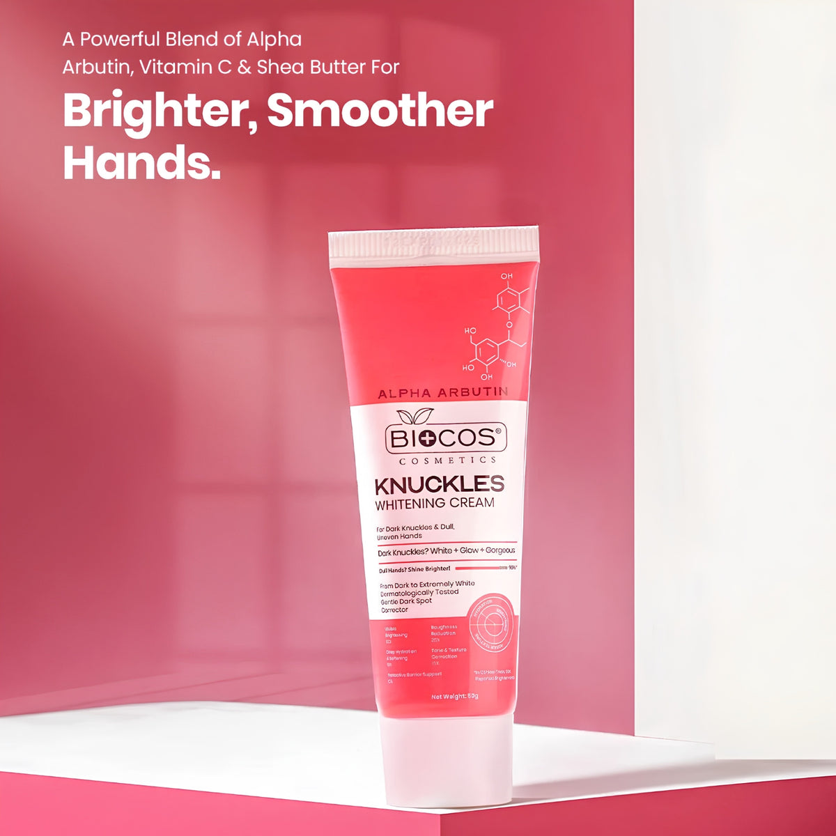 Biocos Knuckles Whitening Cream with alpha arbutin for brighter-looking hands