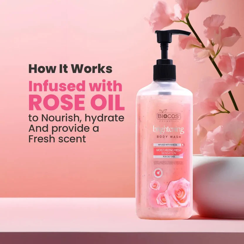 Rose Extract Whitening Body Wash With Glycerin Nourishes & Refreshes Skin