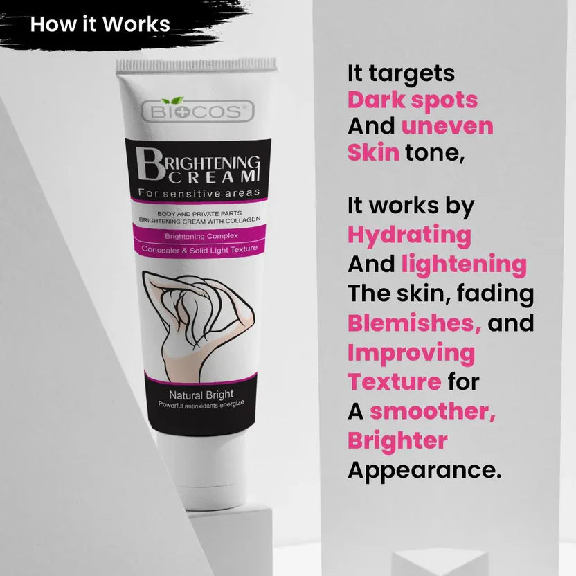 Whitening Cream For Sensitive Areas Brightening & Hydrating Formula With Collagen Fades Dark Spots