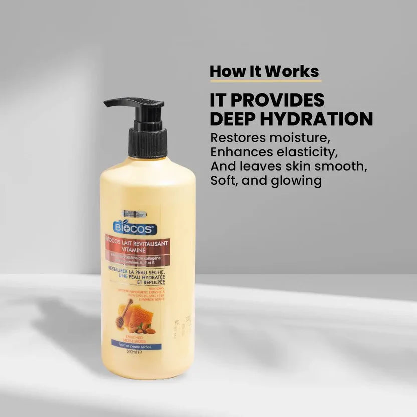 Hydrating Body Lotion With Honey Vitamin E & Sunflower Oil For Dry Skin Reduces Fine Lines