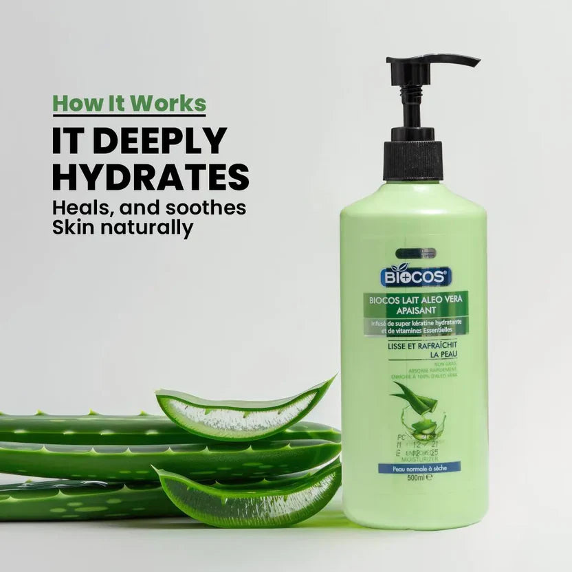 Aloe Vera Body Lotion Soothes & Restores Dry Damaged Skin For Stretch Marks Scars & Sunburn Relief