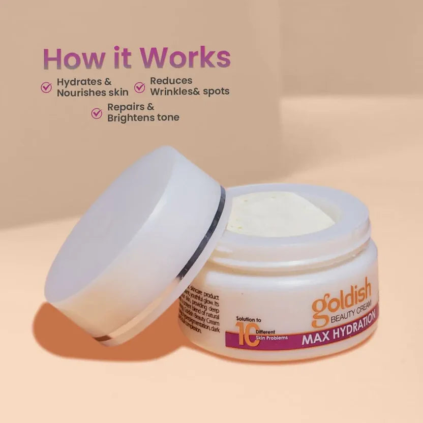 Max Hydration Goldish Anti Aging Beauty Cream Brightening & Hydrating Formula With Vitamin B6 & Arbutin