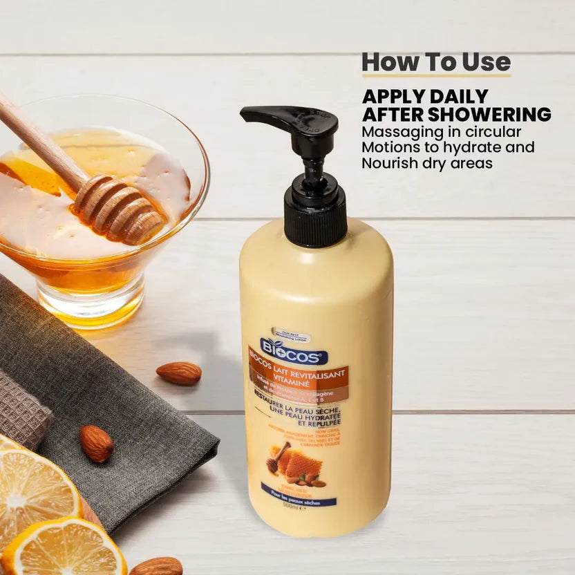 Hydrating Body Lotion With Honey Vitamin E & Sunflower Oil For Dry Skin Reduces Fine Lines