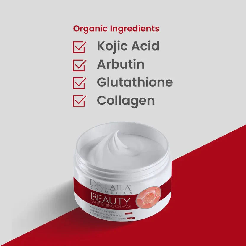 5-in-1 Beauty Pack Organic Brightening Anti-Wrinkle & Reduce Dark Spots Cream Set With Kojic Acid Glutathione Collagen Serum & Arbutin Soap