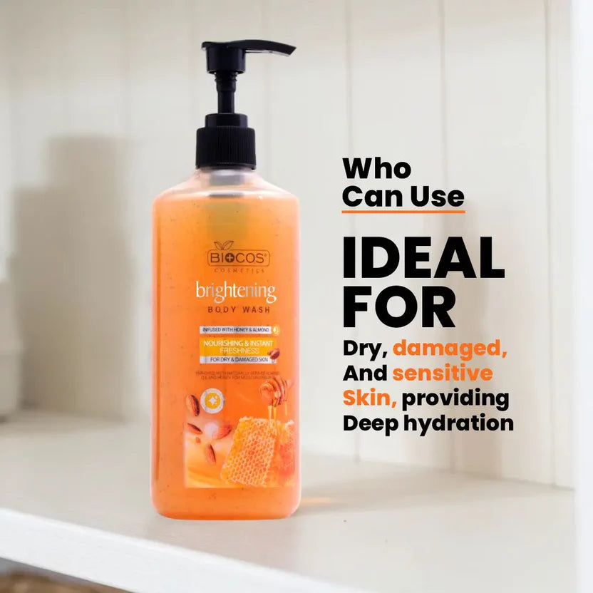 Honey Almond Whitening Body Wash With Hyaluronic Acid For Glowing Skin