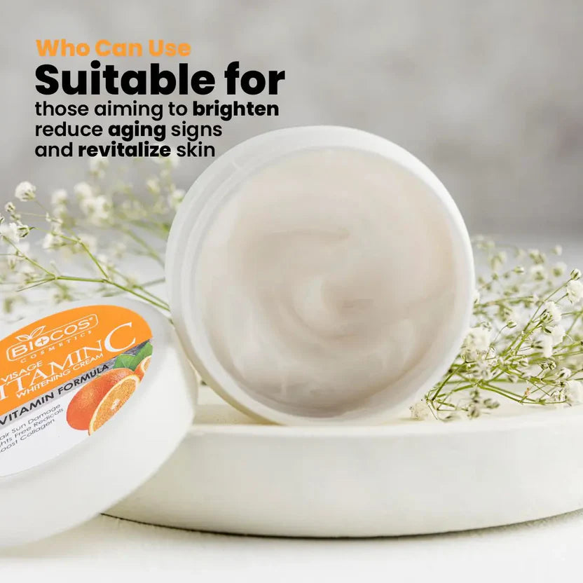 Vitamin C Beauty Cream & Serum Brightening Anti-Aging Collagen Boosting Formula With Aloe Vera