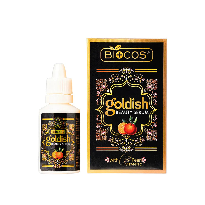 Goldish Beauty Serum Skin Brightening Anti-Aging With Vitamin C & Hyaluronic Acid  Reduces Dark Spots & Evens Skin Tone