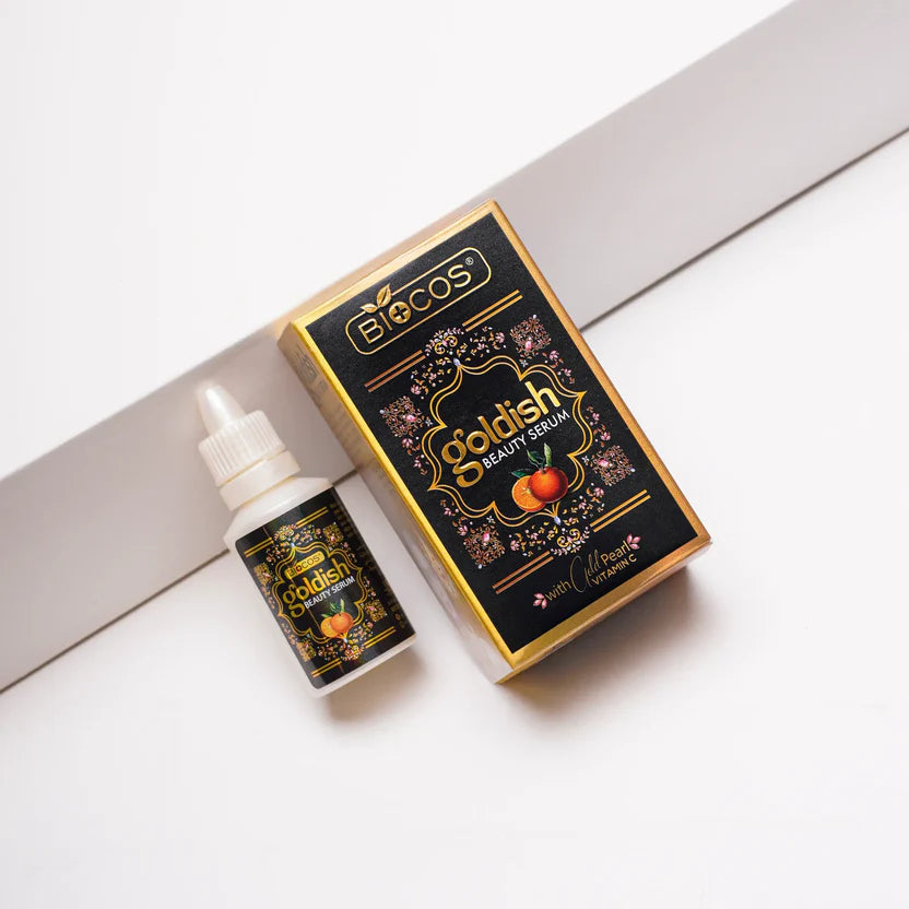 Goldish Beauty Serum Skin Brightening Anti-Aging With Vitamin C & Hyaluronic Acid  Reduces Dark Spots & Evens Skin Tone