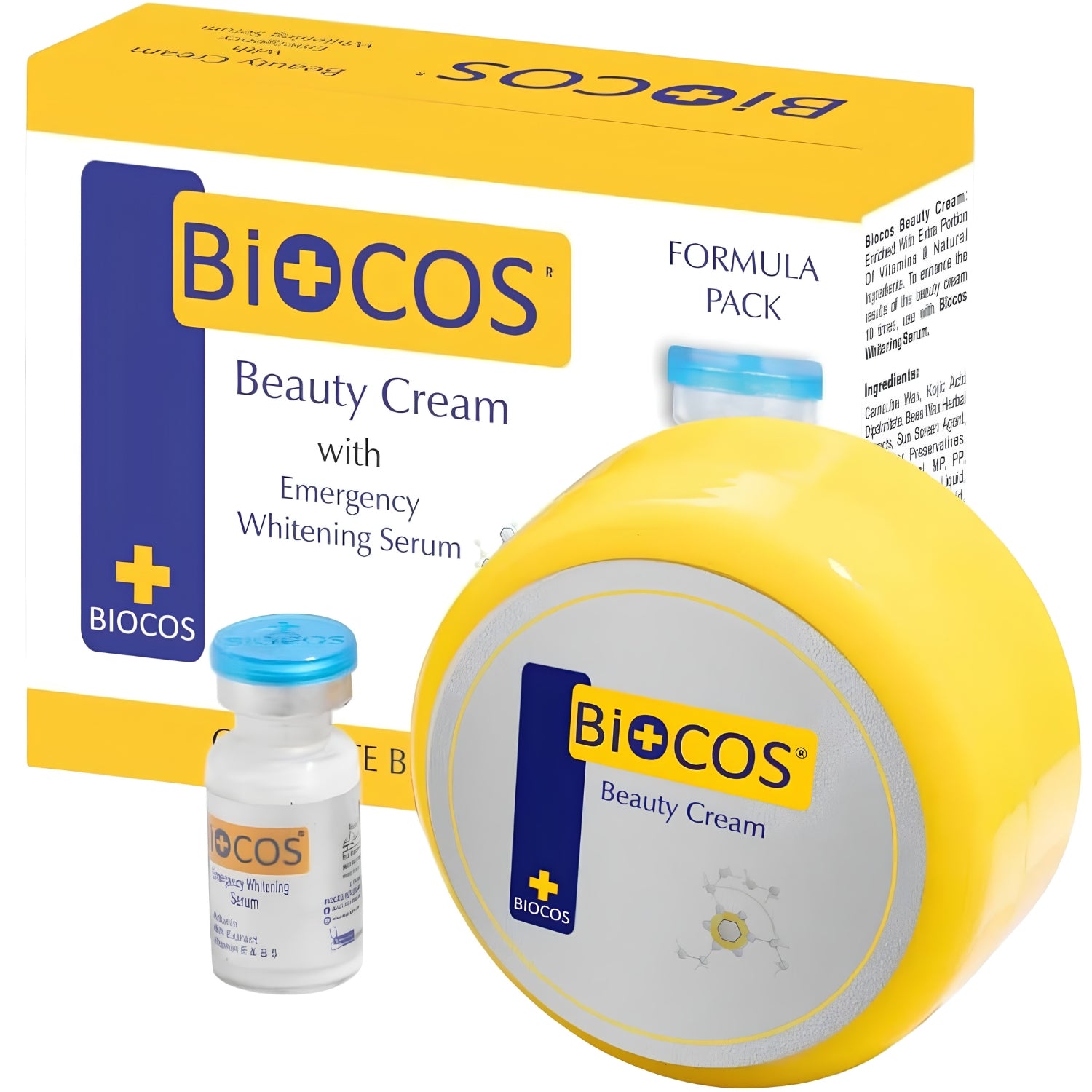 BIOCOS Beauty Cream Formula Pack box with serum vial - complete brightening system