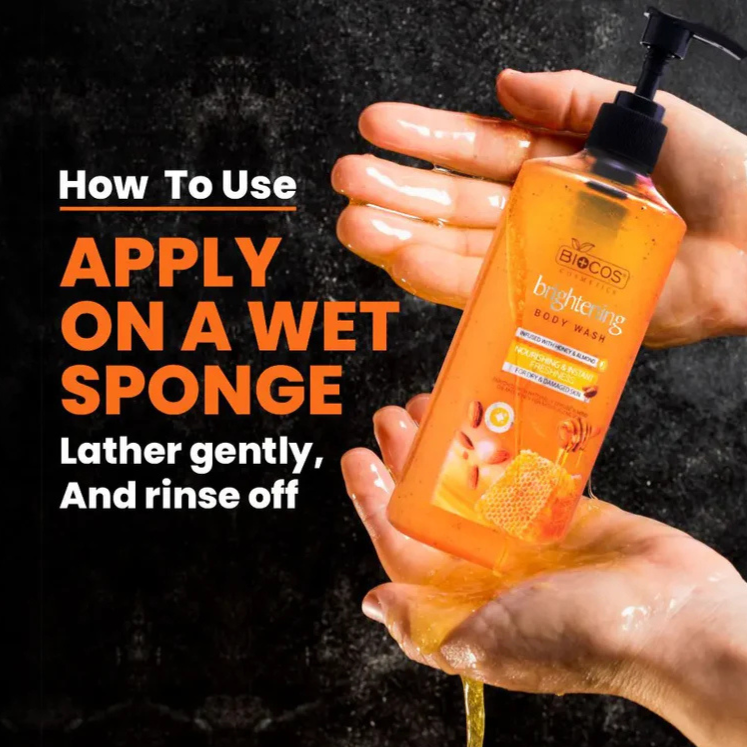 Honey Almond Whitening Body Wash With Hyaluronic Acid For Glowing Skin